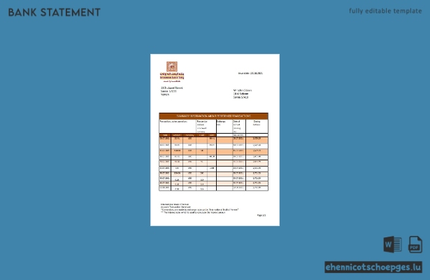 Beispiel für einen Kontoauszug der internationalen Bank von Jemen (Excel-Vorschau)